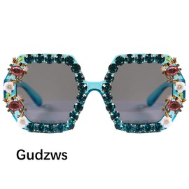 Party Sunglasses Party Gifts for Womens Wedding Cute Dance Eyewear Fashionable Vintage Diamond Sun Glasses (Blue)