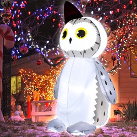 3.5FT Christmas Inflatable Owl Decoration with LED Lights, Blow up White Owl Animal Christmas Decor,Cute Outdoor Indoor Holiday Decoration 11-11