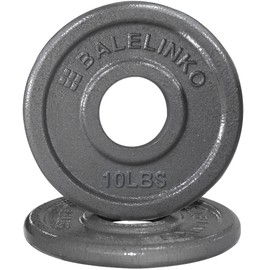Balelinko Cast Iron 2-Inch Olympic Grip Plate Weight Plate for Strength Training, Weightlifting and Crossfit, Set of 2, 10LB, Gray