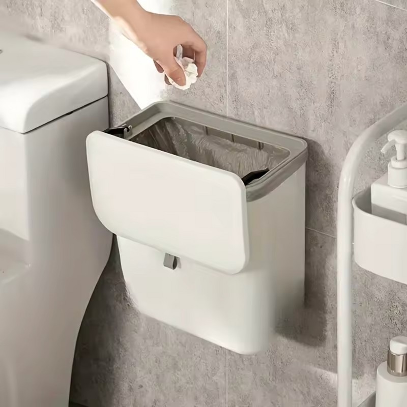 Wall Mounted Trash Bin Space Saving Hanging Garbage Can for