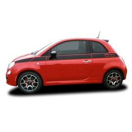 Original SE 5 : Compatible with 2011-2019 Fiat 500 Abarth Stripes Decals Vinyl Graphics Kit (Fits Model as Shown) (13WP Hot Rod Red – Dry Install)