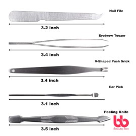 Beauty Bon Manicure Pedicure Set Beauty Bon 10pc Nail Clippers Kit with Case Stainless Stee
