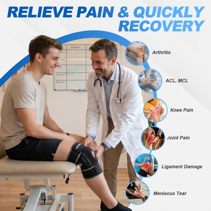 Knee Support Men/Women with Patella Gel Pads & Side Stabilisers,
