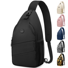 Pritent Crossbody Bags for Women Men Trendy Sling Bag Bakpack Casual Chest Bag with Convertible Shoulder Strap Travel Cross Body Bag for Hiking Traveling Outdoors(Black)