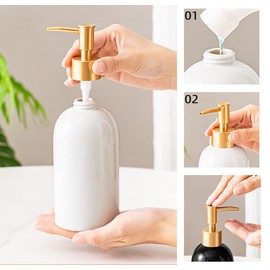 1 Pcs 390ml 13oz Upscale Ceramics Soap Dispenser with Golden Pump Dispenser Hand Soap Dispenser Lotion Dish Soap Dispenser Cosmetic Bottle Container for Home Kitchen Bathroom(Black)