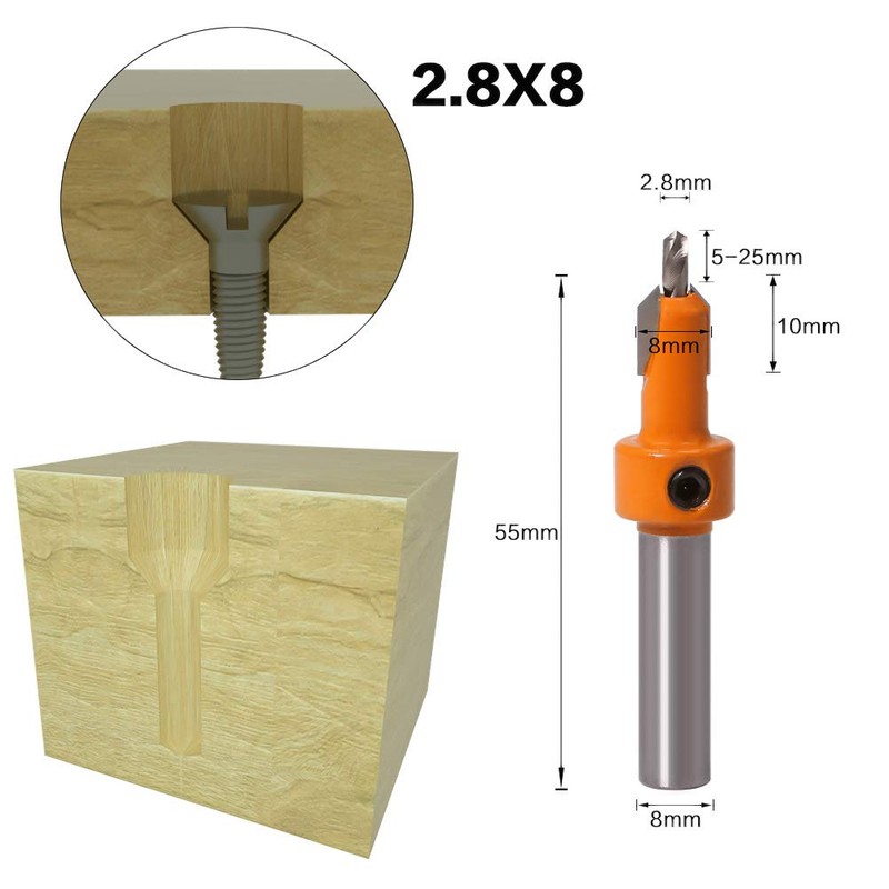 Heyu-Lotus 5 Pcs HSS Countersink Drill Bit Set, Woodworking Chamfer