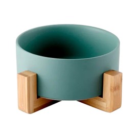Ceramic Dog Cat Bowl Multipurpose Large Capacity Pet Bowl with Wooden Stand for Cats Dogs Pets
