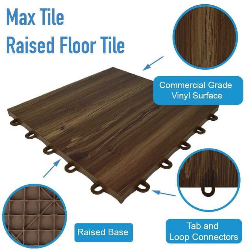 Greatmats Max Tile Vinyl Interlocking Wood Grain Tiles for Basement