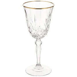 Lorren Home Trends Siena Collection Crystal Red Wine Glass with Gold Band Design, Set of 4, 7.5 fluid ounces