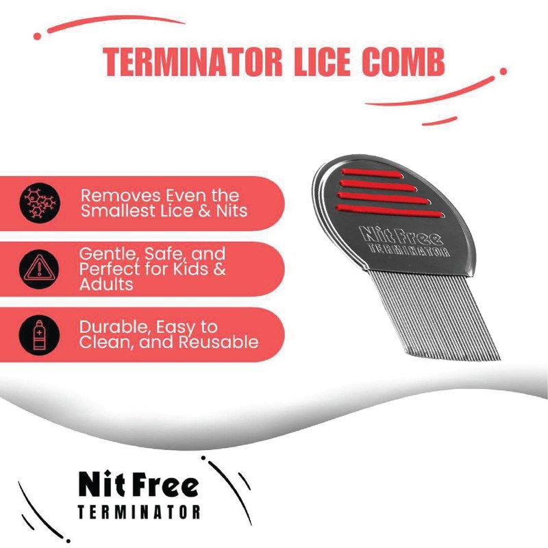 Nit Free Terminator Lice Comb - Professional Stainless Steel Comb