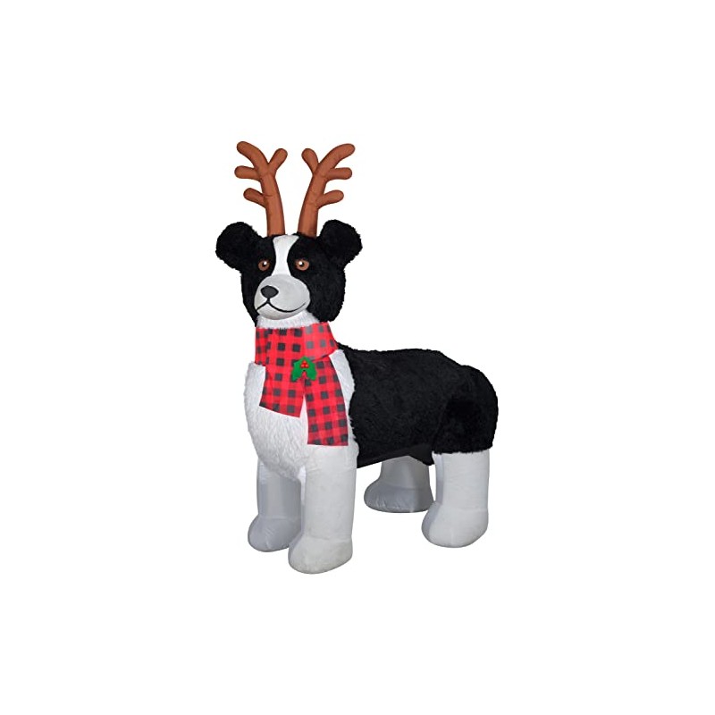 6' Gemmy Airblown Inflatbale Mixed Media Fuzzy Plush Border Collie