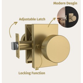 Mega Handles - Laura Privacy I Door Knob for Hallway, Closet and Bathroom I Reversible Heavy Duty Design I Fits All Standard Door Sizes I Screws Included - Satin Brass (1 Pack)