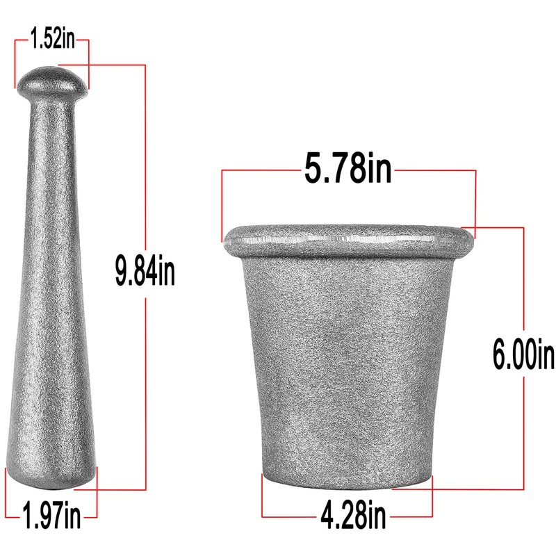 Cast Iron Mortar and Pestle Rock-Ore Crusher Mortar Large Size