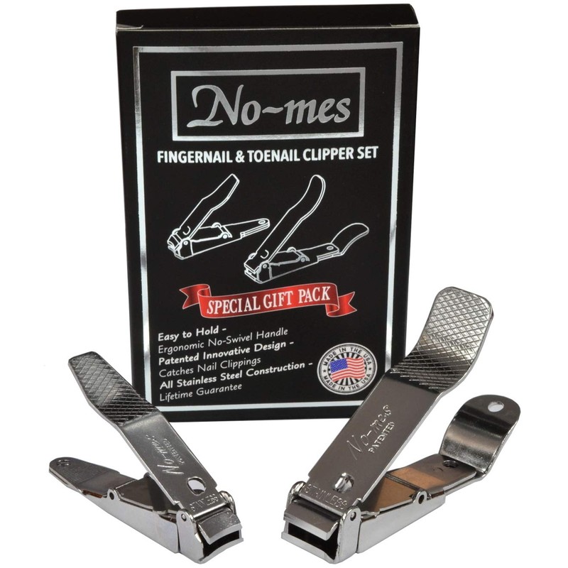 No-Mes Fingernail and Toenail Clipper Gift Set, Catches Clippings, Built-in