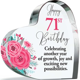 71st Birthday Gifts for Women - New Possibilities - Acrylic Heart Plaque Keepsake Gift for 71 Year Old Woman Her, 100mm x 100mm Present For Family Friends Mum Nanny Gifts