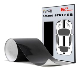 VViViD Gloss Black Adhesive Vinyl Racing Stripe Wrap Film Roll (6 Inch x 30ft)