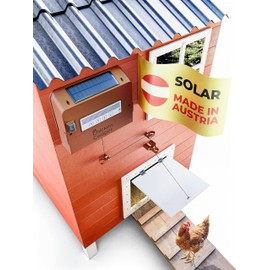 Chicken Cooper Solar Door Opener 5 kg for Chickens, Automatic Time Determination and Season Adjustment, with Integrated Memory and Double Roller, Can be Retrofitted for Your Chicken Flap (Brown, Basic