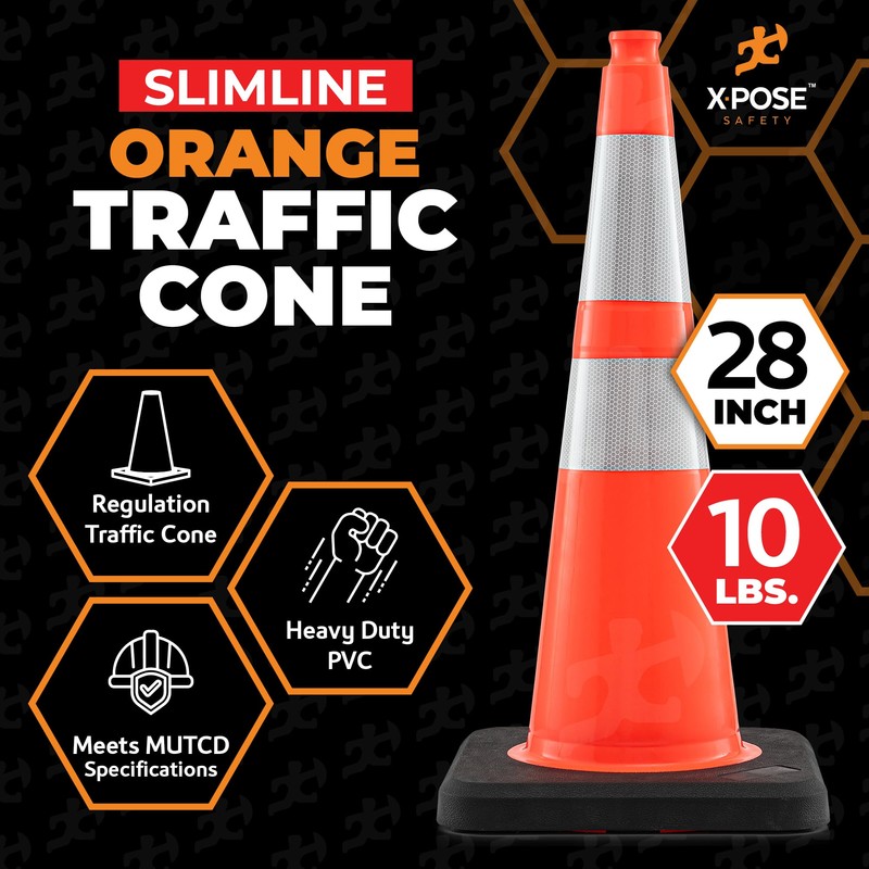 Xpose Safety 28 Inch Orange Slim Line Traffic Cones
