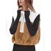 Tankaneo Womens Cropped Vests Outerwear Color Block Half Zipper Fleece