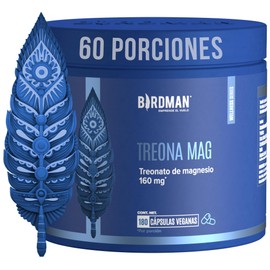 Birdman Treonato de Magnesio 160 mg  Sin Aditivos, Sin Sabor  Cápsula Vegana  Suplemento de Magnesio  60 Porciones  180 Cápsulas                      