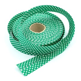 Craft Cult 30mm Wide Polka Dot Printed Pattern Bias Binding Tape - 25 Metre Roll (55 - Emerald Green)