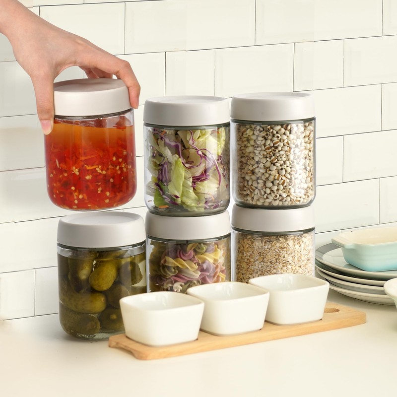 EONJOE 6-Pack 16oz Glass Jars with Lids for Food Storage