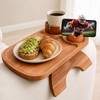 Couch Armrest Table,3-in-1 Clip On Acacia Wood Sofa Armrest Tray