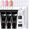 Poly Gel Nail Kit,3 Colors Pink Nude Nail Gel Set
