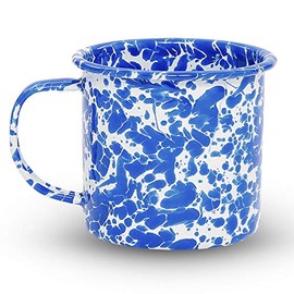 Crow Canyon Home Enamelware Mug, 12 ounce, Blue/White Splatter (Single)