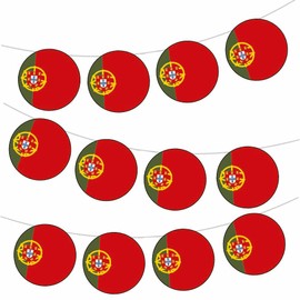 AK Giftshop Portuguese Portugal Flag Bunting Party Decorations Flags - 12pcs / 2.5m Ribbon
