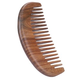 Handmade Sandal Wood Comb Natural Green Sandalwood Comb No Static Wide Tooth Hair Comb Hair Massage Wooden Comb Half Moon Shape Pocket Comb for Women Men Hairs Detangling Grooming 4inch