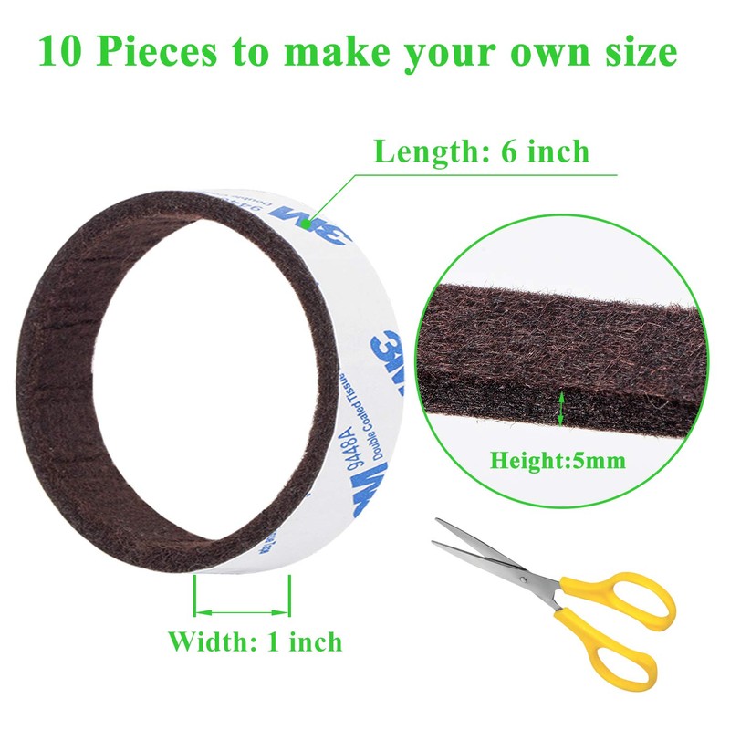 Felt Strips 10Pieces Pack 1x 6 Inches Self Adhesive Brown