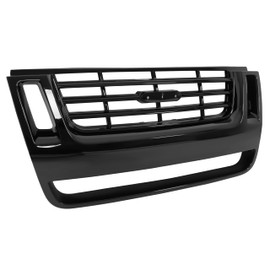 KUAFU Front Grill Compatible with 2006-2010 Ford Explorer/Explorer Sport Trac Replacement for 8L2Z8200CA FO1200477 Bumper Radiator Grille 3-Bar Style with Side Openings Painted Black