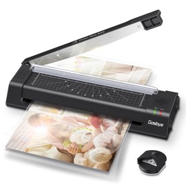 Gasbye Laminator Machine, 13-Inch Thermal Laminator with Steel Paper Cutter, 13 Laminating Pouches, Corner Rounder, Jam Release Button for Home, Office, School, Teachers, Personal Use, Black