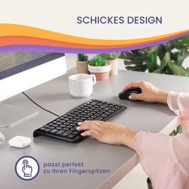 Perixx PERIBOARD-407B DE, Mini Tastatur - USB - 320x140x14mm Abmessung - Klavierlack Schwarz - QWERTZ DE Layout