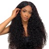 Black Mid-Parted Long Curly Wig for Women, African Style Afro