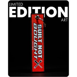 SIMPLYMDRN Embroidered Keychain Premium Quality Key Tag for Motorcycle, Car, Scooter, ATV, UTV, Cars and Gifts [Built Not Bought Black]