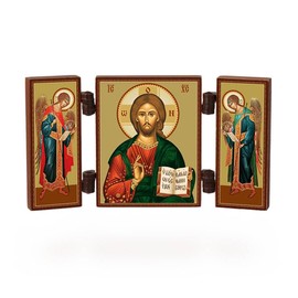 NKlaus - Jesus Christ - Christian Icon Triptych - Spasitel - Travel Altar Wood 36177