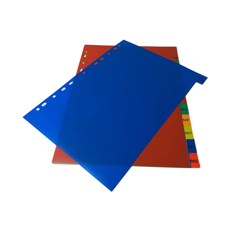 A4 Jan - Dec Month Polypropylene Dividers with Index Cover