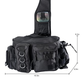 Luya Thickened Multi-Functional Fishing Bag Fishing Backpack Travel Outdoor Sports Lightweight Single Shoulder Crossbody Bag (Black)