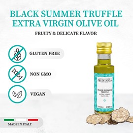 Black Truffle Extra Virgin Olive Oil - Gourmet Truffle Infused Olive Oil Made with Black Summer Truffles From Italy, Luxurious All Natural Flavored Truffle Oil, Non-GMO - Ori di Langa - 3.38 fl oz