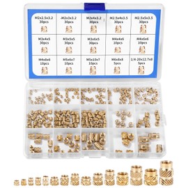 Pack of 300 Threaded Inserts, M2 M2.5 M3 M4 M5 M6 Insert Nut Brass Threaded Bushings Female Thread Knurled Nuts for Plastic Parts or 3D Printing Parts by Ultrasonic