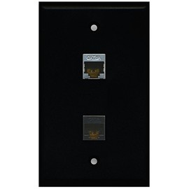 RiteAV - Black 1 Port Cat6 Ethernet Black 1 Port Cat6a Wall Plate