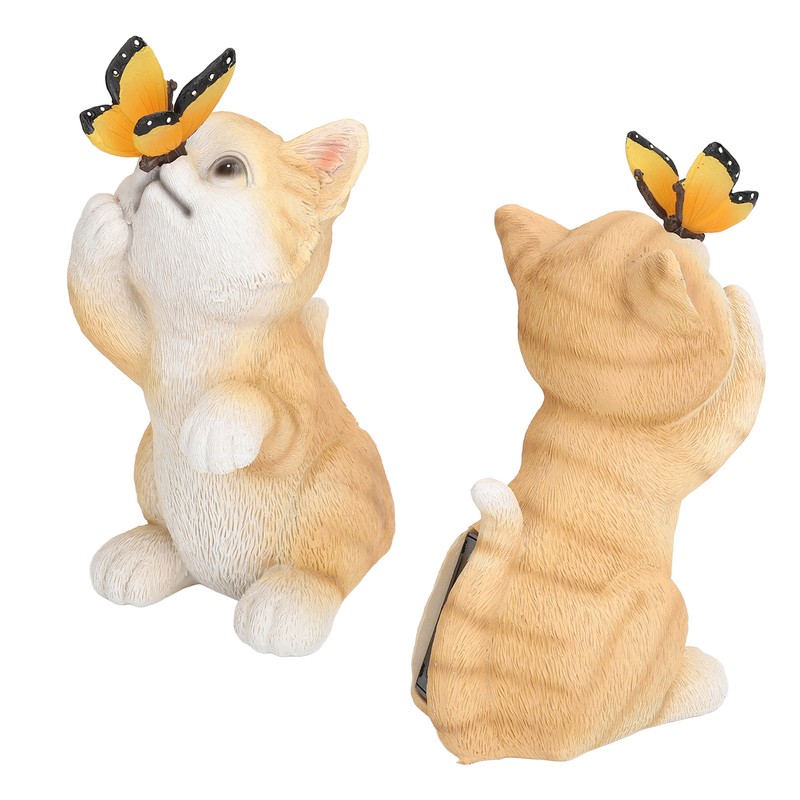 Solar Cat Yard Decor Decorative Light Cat Garden Sculpture Exquisite