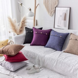 Home Brilliant 12x20 Pillow Cover Linen Lumbar Pillow Covers Farmhouse Decorative Throw Pillows for Couch Living Room Bedroom, Set of 2(30x50 cm), Brown