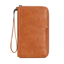 Men Passport Wallet for 3 Passports Women Passport Holder Travel Wallet Pu Leather Large Capacity Travel Document Holder Organiser RFID Trip Document Organizer Family for Cards ID Ticket (Brown)