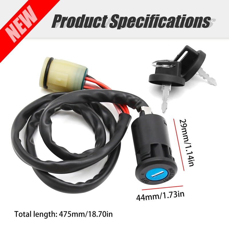 laffoonparts Ignition Switch w/Keys Replacement for Honda ATV TRX350 TRX420