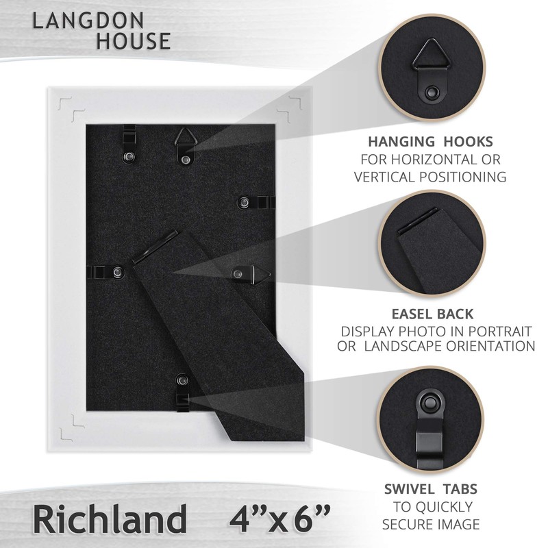 Langdon House 4x6 Picture Frames (Distressed White, 6 Pack) Farmhouse