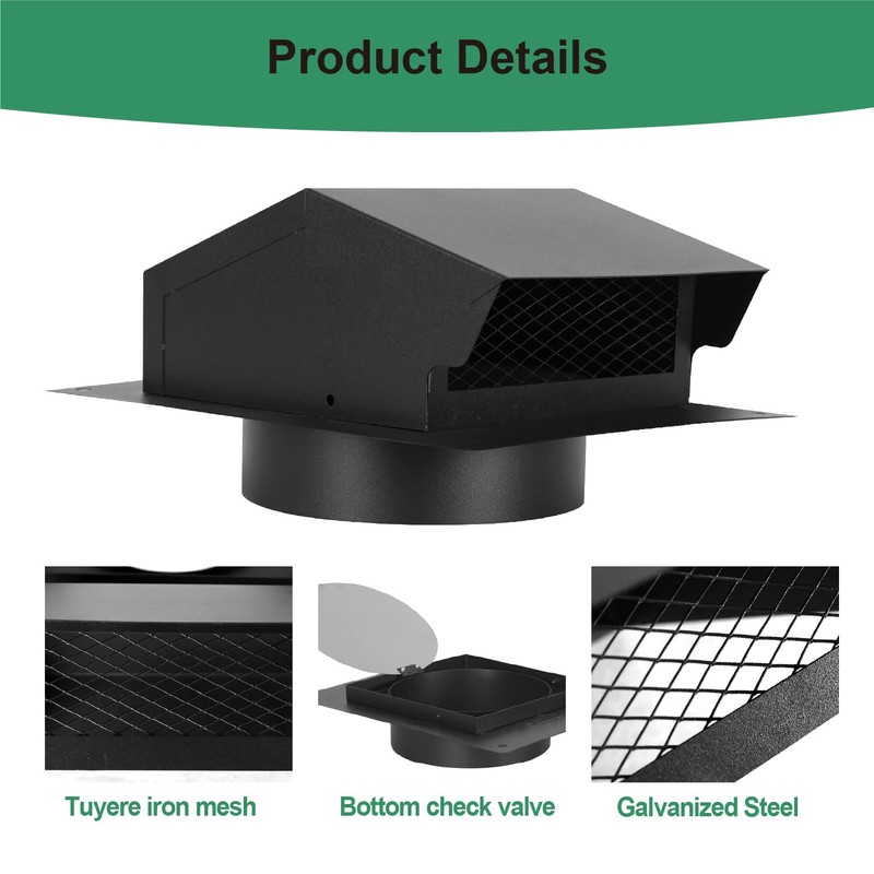 LTSEAME 8 inch Roof Vent Cap, Removable Roof Vent, Bathroom