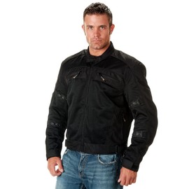 Xelement CF380 Black Tri-Tex Mesh Motorcycle Sport Jacket For Men with X Armor (Small)